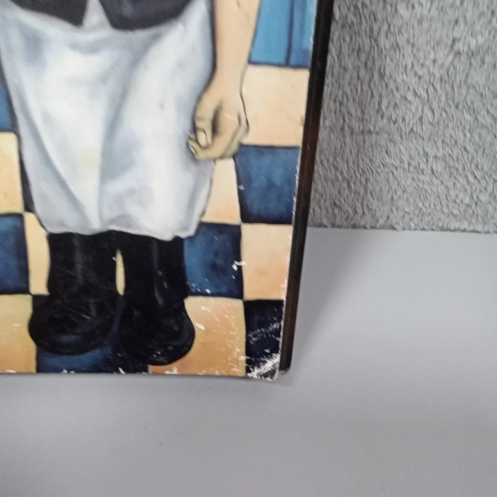 Will Rafuse Emile Decoupage Wall Art Plaque Waiter Bistro Decor 10x7.5 2003